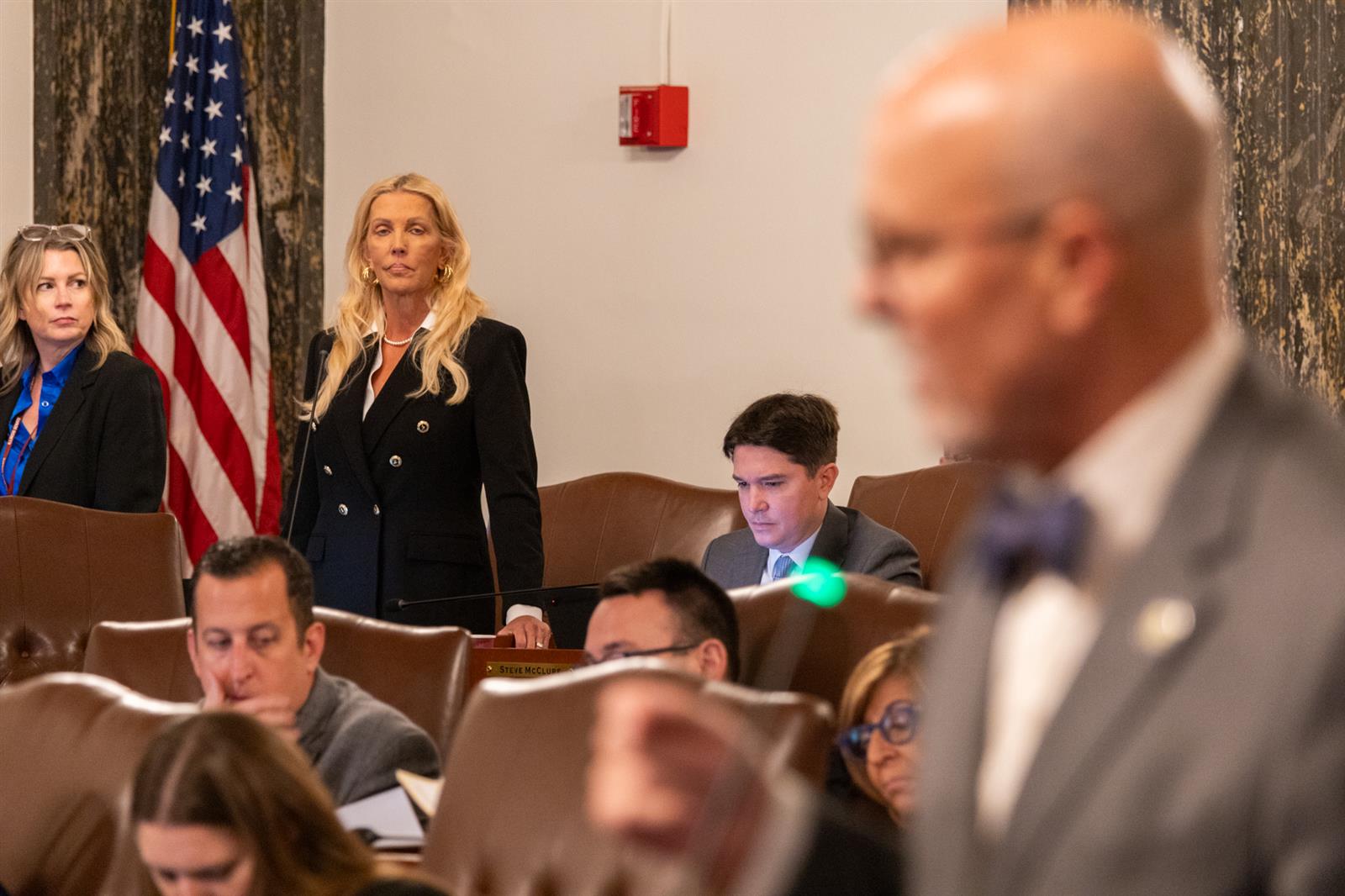 Sue Rezin looks at David Koehler