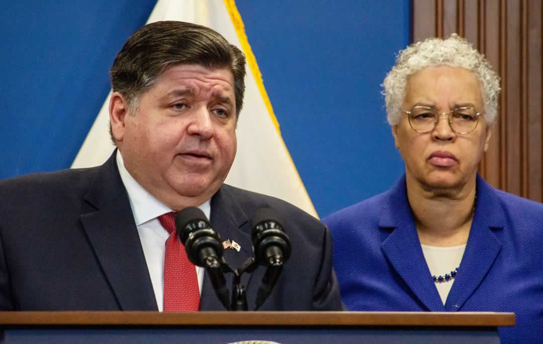 Gov. JB Pritzker and Cook County Board President Toni Preckwinkle