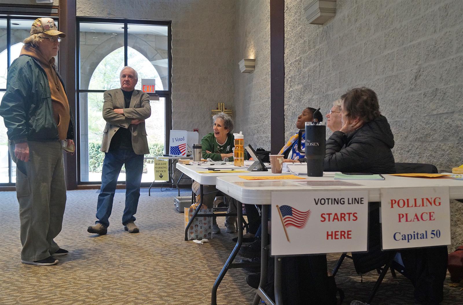 Poll workers at Westminster Presbyterian Church in Springfield