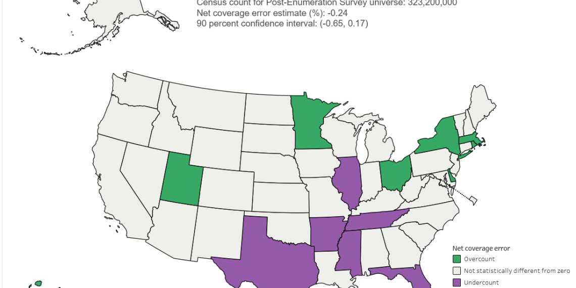 New survey data from the U.S. Census Bureau shows Illinois was among six states that were undercounted in the 2020 census. (Credit: U.S. Census Bureau)