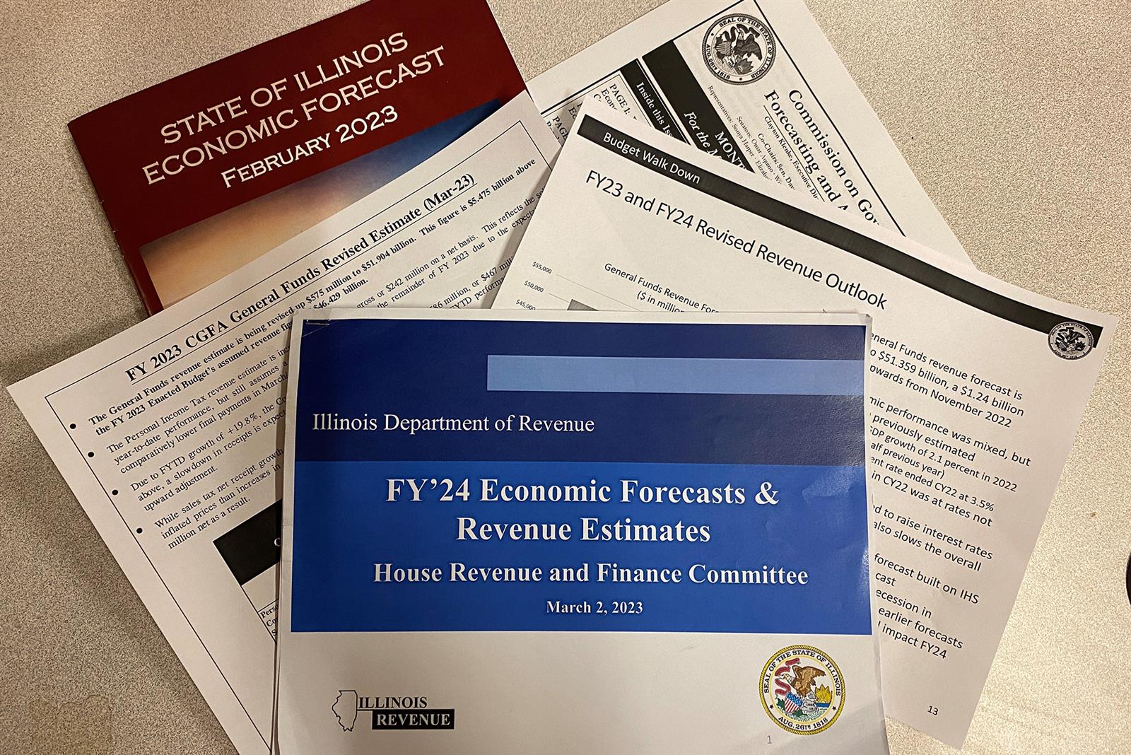 collage of state government paperwork
