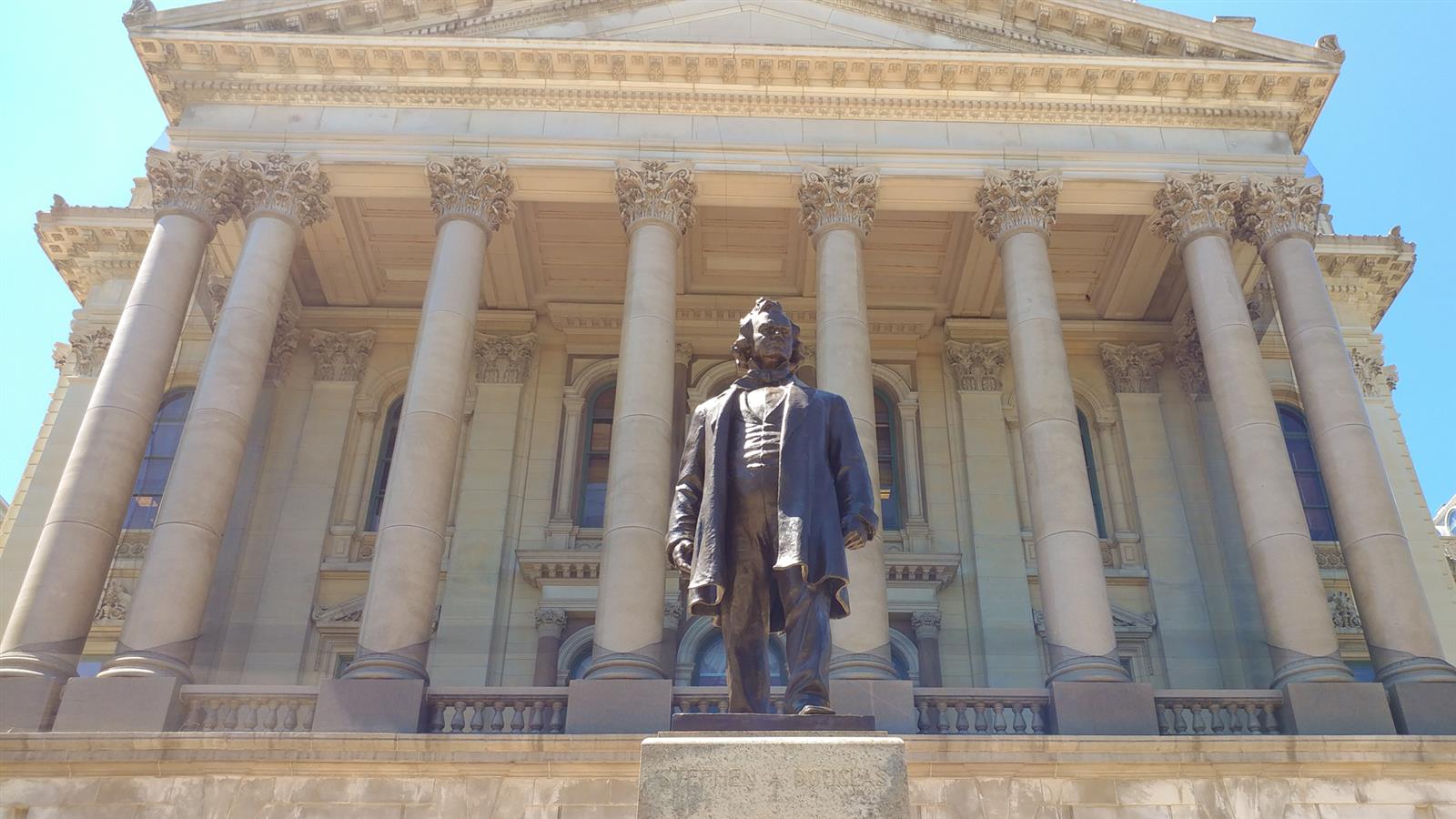 Statehouse statues of Stephen Douglas, Pierre Menard to be removed from exterior