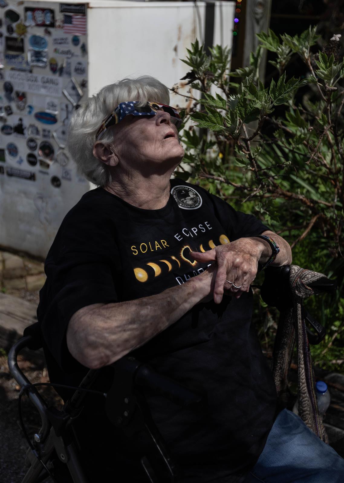 Kathryn King watching solar eclipse 2024