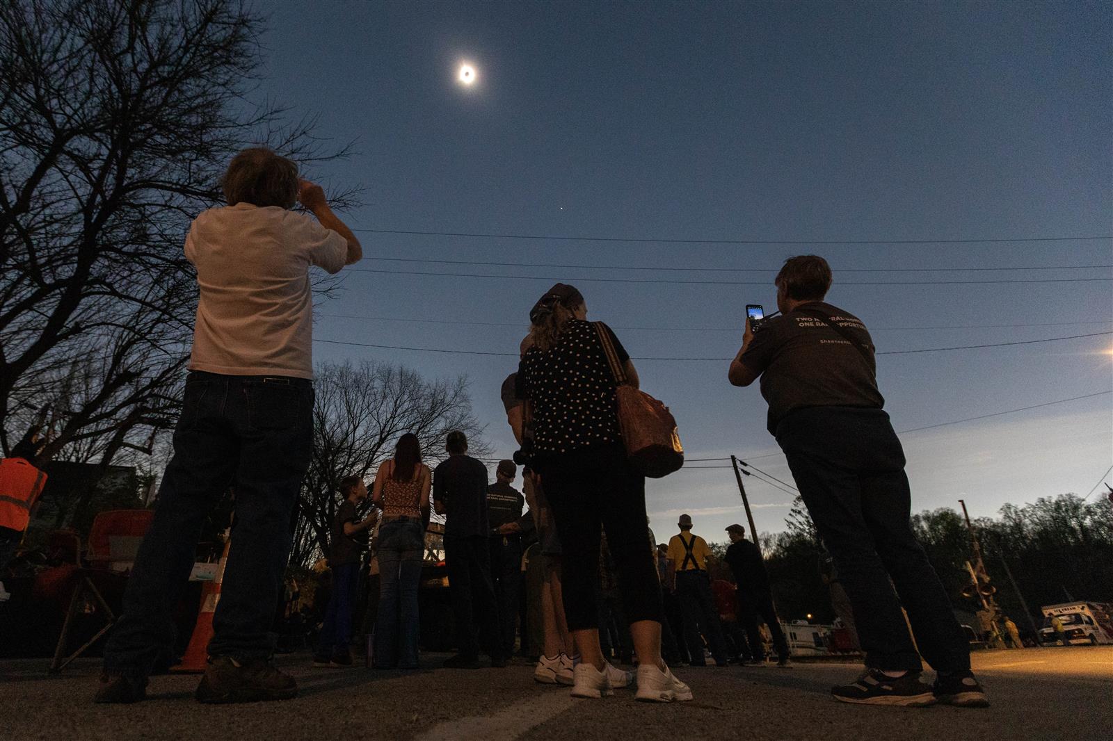 Makanda residents and visitors watching the solar eclipse in 2024