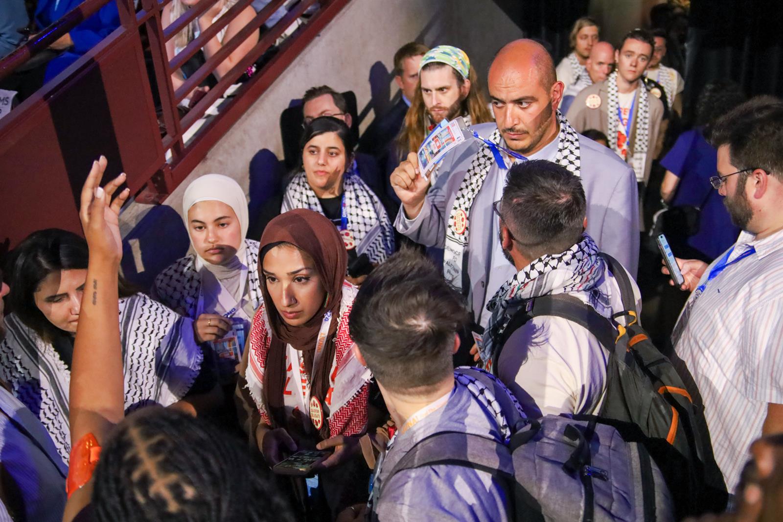 Abbas Alawieh and other delegates try to rejoin the convention
