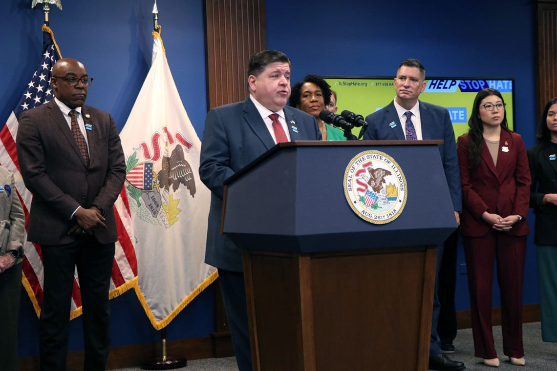 JB Pritzker speaks at a news conference