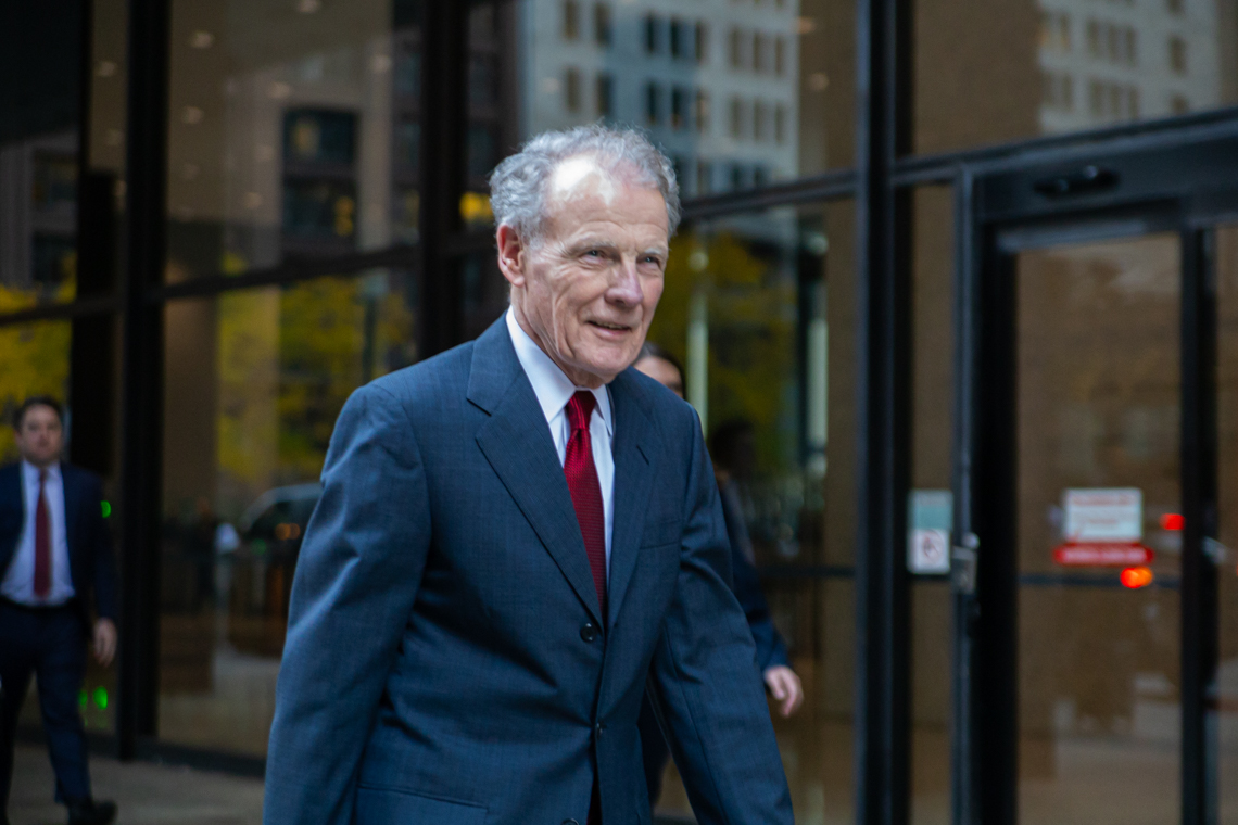 Michael Madigan exits the Dirksen Federal Courthouse