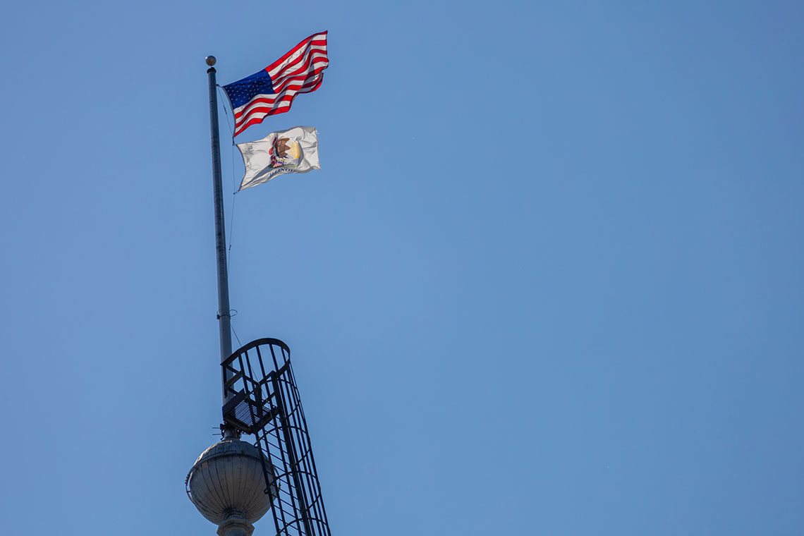 U.S. and Illinois flags