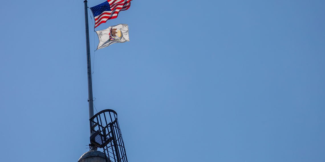 U.S. and Illinois flags