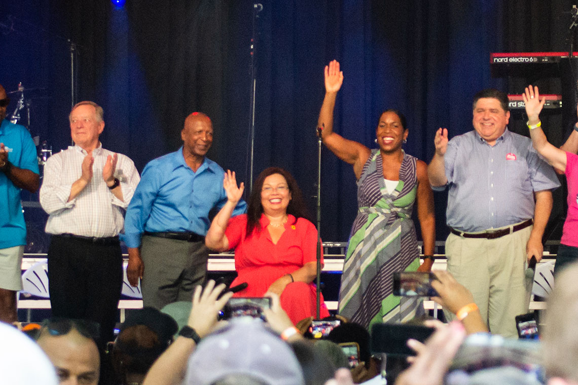 Dick Durbin, Jesse White, Tammy Duckworth, Juliana Stratton and JB Pritzker