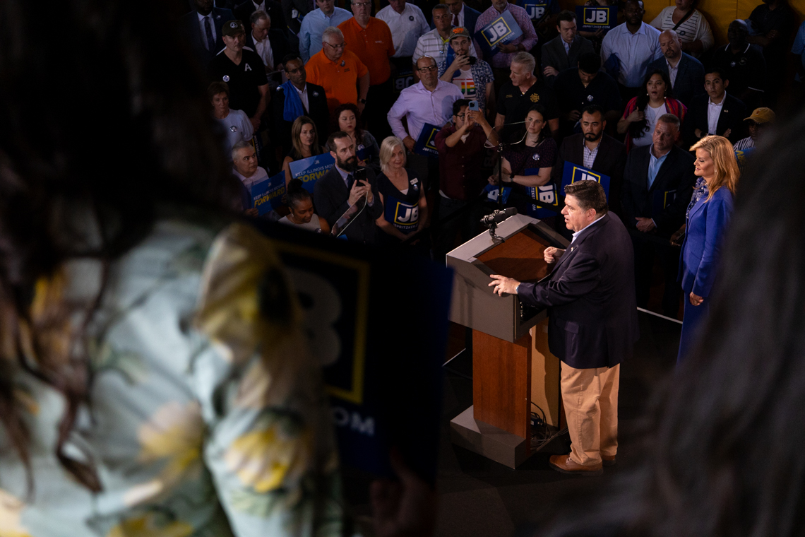 JB Pritzker at podium