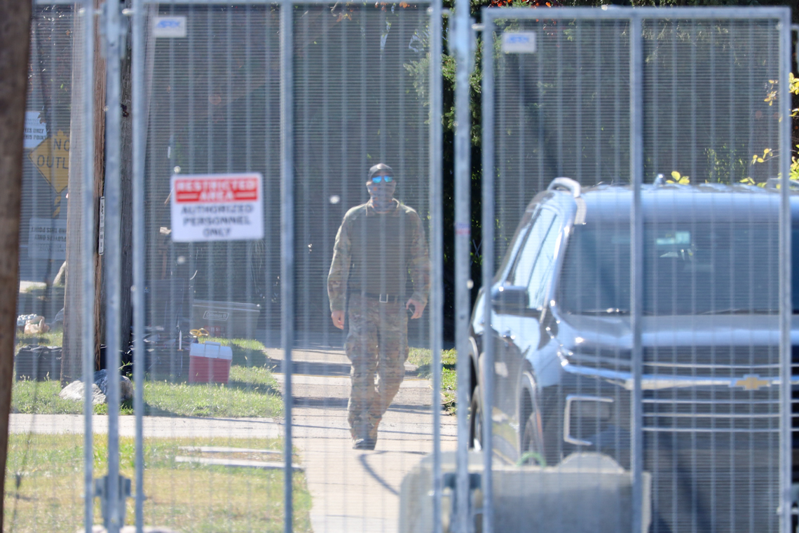 A man in military-style fatigues