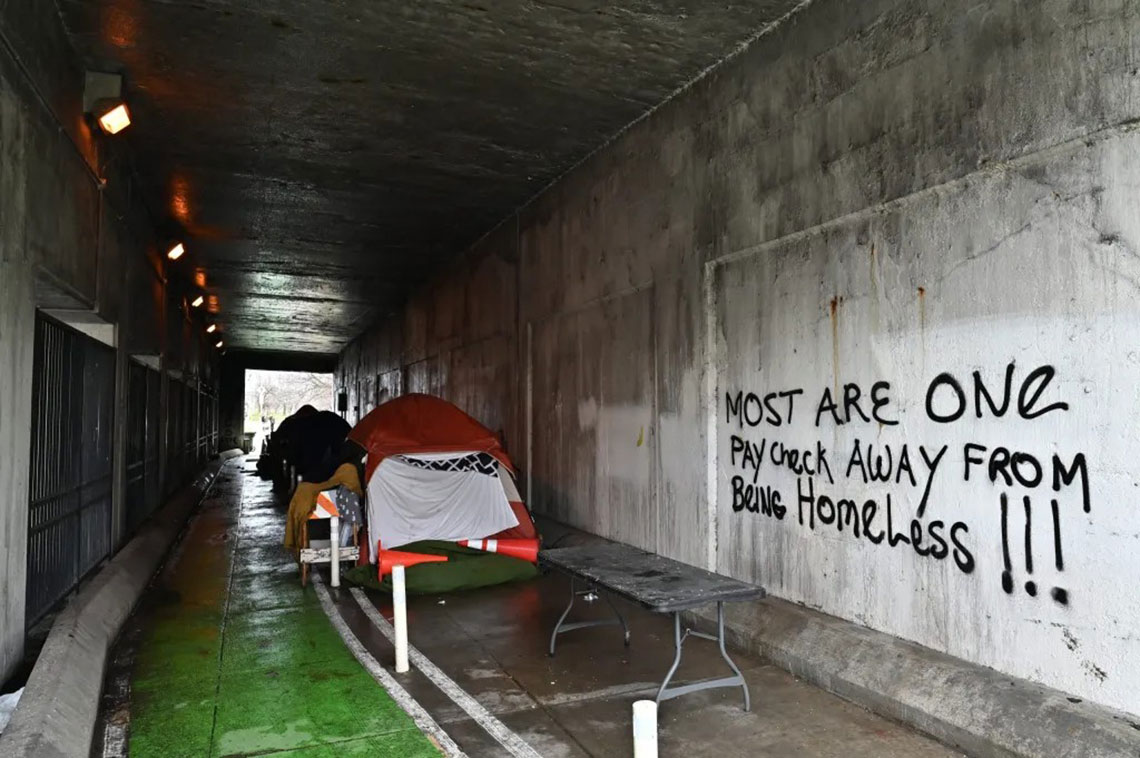 Homeless camps set up in tunnel