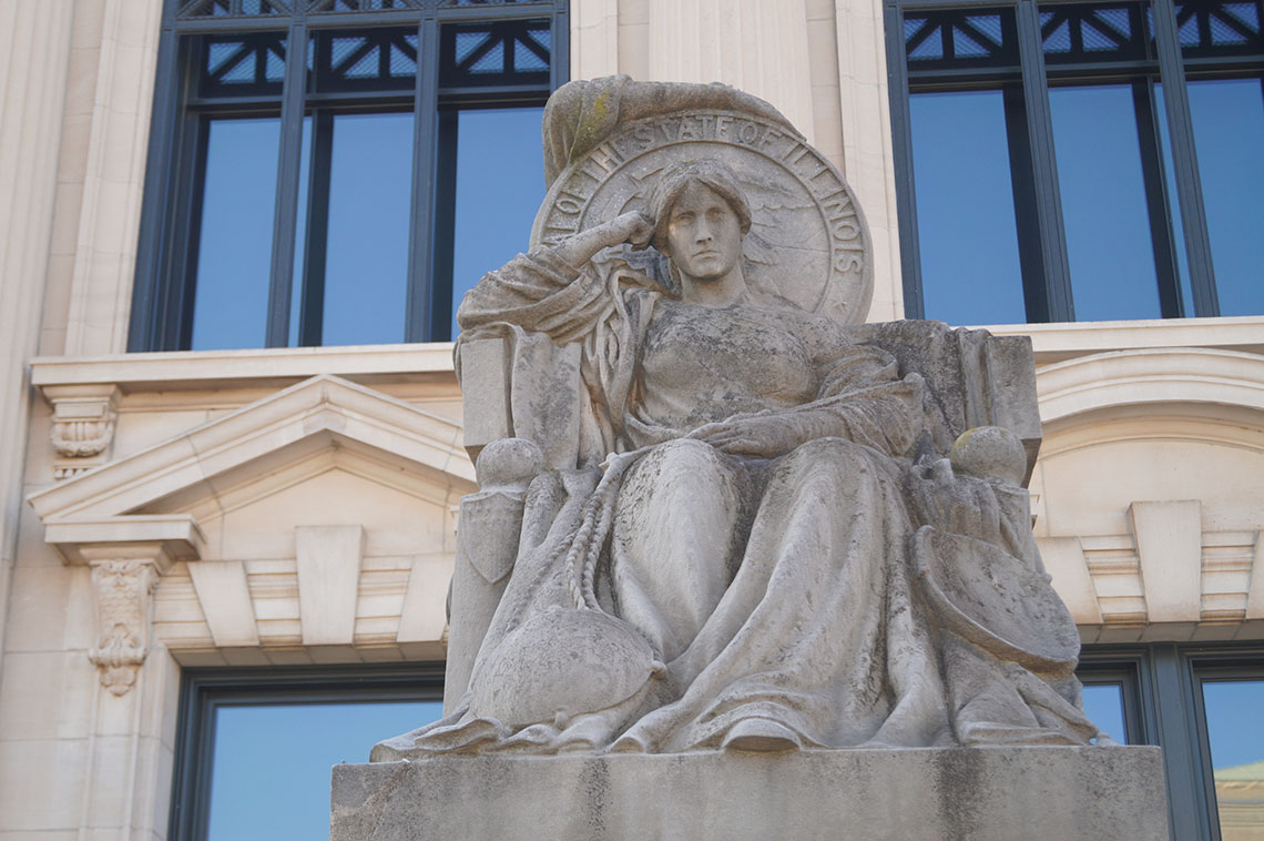 Statue in front of Illinois Supreme Count building