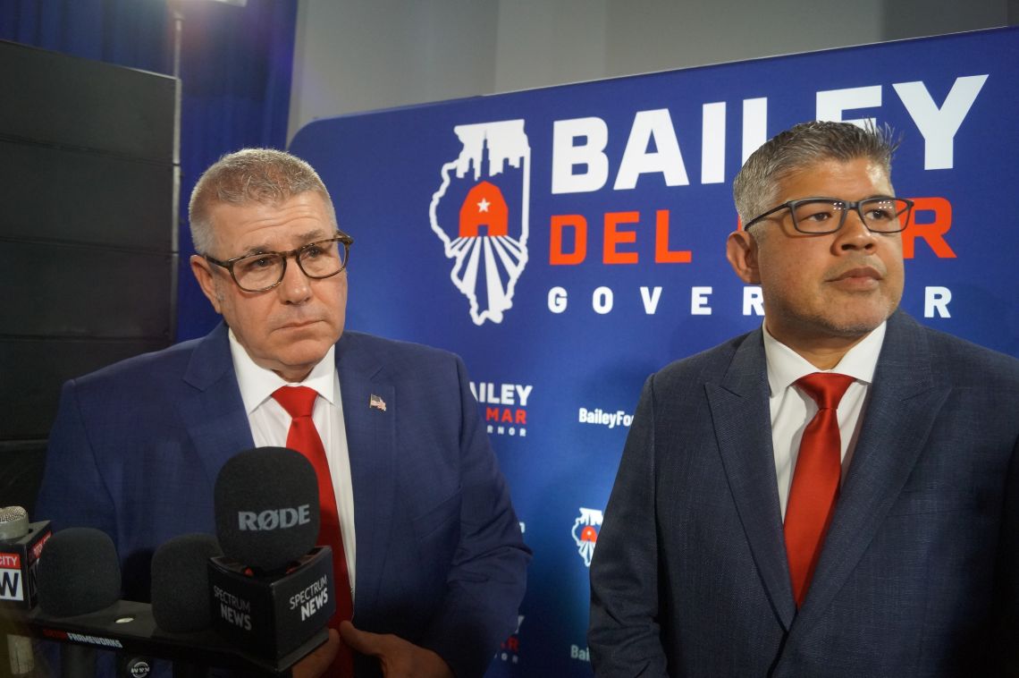 Darren Bailey, left, and his running mate, Aaron Del Mar.